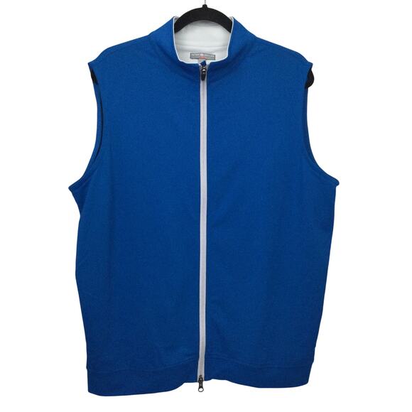 Peter Millar Mock Neck Full Zip Soft Casual Royal Blue Lined Golf Vest Men's L - Picture 1 of 14
